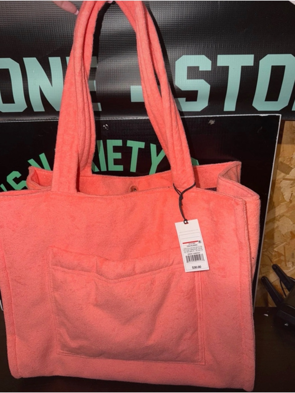 Target Coral Terry Cloth Tote Bag